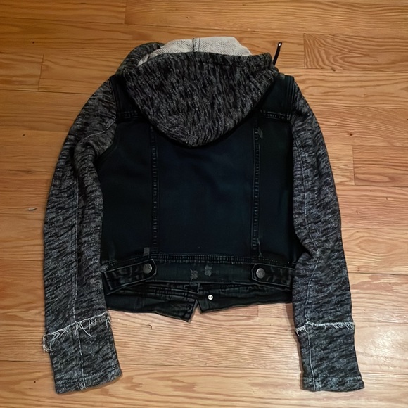 Free People Distressed Denim Hoodie XS - Picture 8 of 8